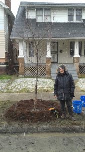 Roberta (Bert) Urbani has planted trees in all kinds of weather as a longtime volunteer for The Greening of Detroit. (Photo: The Greening of Detroit)